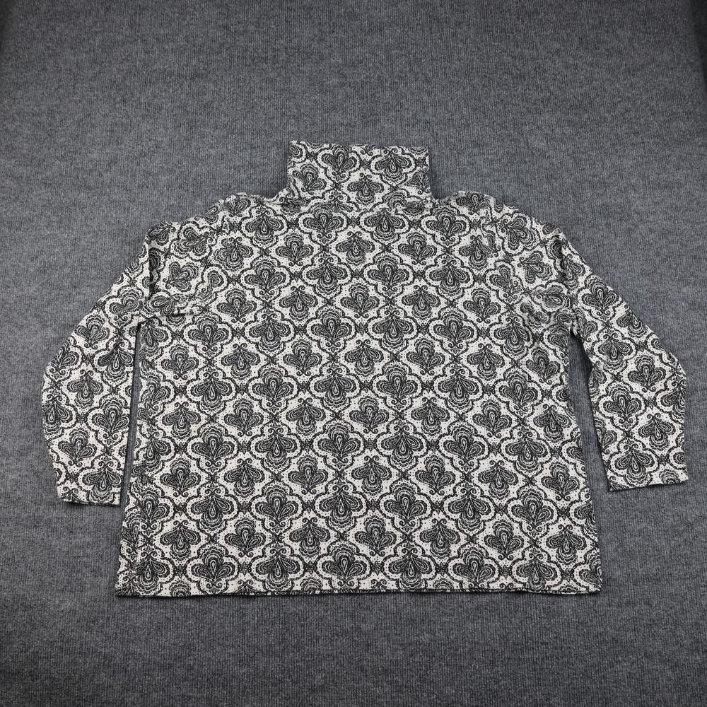 Basic Editions Shirt Womens‎ 3XL Black White Turtleneck Paisley Long Sleeve